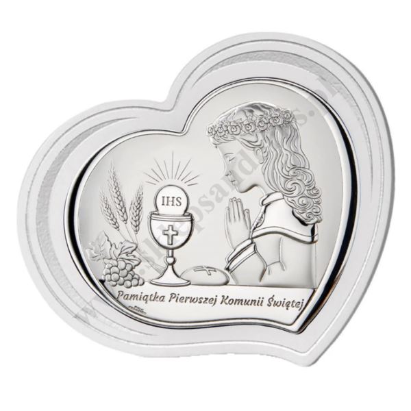PAMIĄTKA I KOMUNII ŚWIĘTEJ - OBRAZEK SREBRNY format 19 x 16 cm - VL856/4L