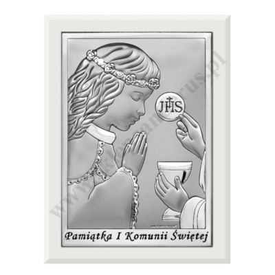 PAMIĄTKA I KOMUNII ŚWIĘTEJ - OBRAZEK SREBRNY format 8 x 11 cm - BC6570/2WA