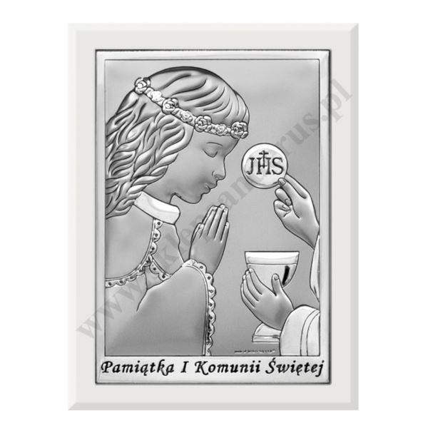 PAMIĄTKA I KOMUNII ŚWIĘTEJ - OBRAZEK SREBRNY format 8 x 11 cm - BC6570/2WA