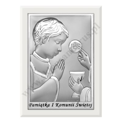 PAMIĄTKA I KOMUNII ŚWIĘTEJ - OBRAZEK SREBRNY format 8 x 11 cm - BC6570/2WO