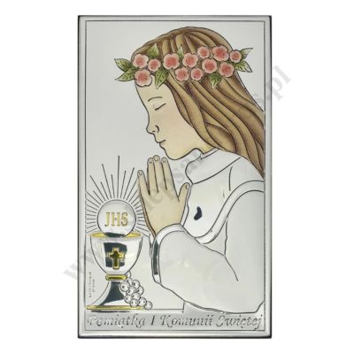 PAMIĄTKA I KOMUNII ŚWIĘTEJ - OBRAZEK SREBRNY format 12 x 20 cm - VL804/4XLCOL