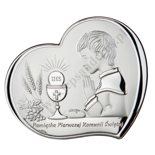 PAMIĄTKA I KOMUNII ŚWIĘTEJ - OBRAZEK SREBRNY format 14.5 x 12,5 cm - VL845/3L