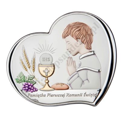 PAMIĄTKA I KOMUNII ŚWIĘTEJ - OBRAZEK SREBRNY format 14.5 x 12,5 cm - VL845/3LCOL