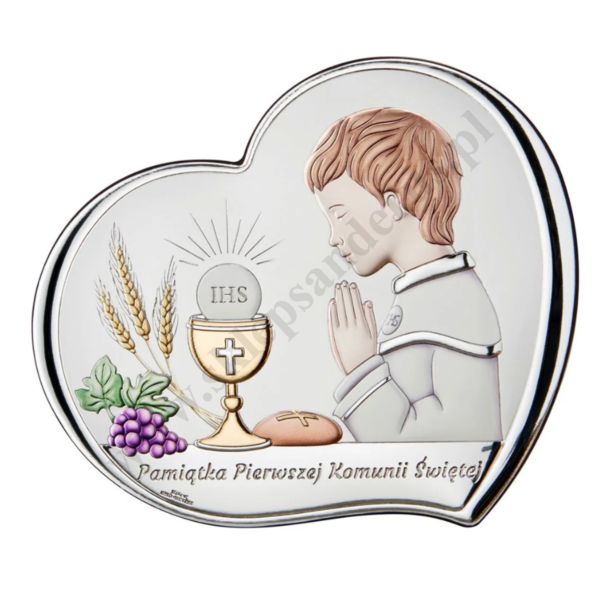 PAMIĄTKA I KOMUNII ŚWIĘTEJ - OBRAZEK SREBRNY format 14.5 x 12,5 cm - VL845/3LCOL