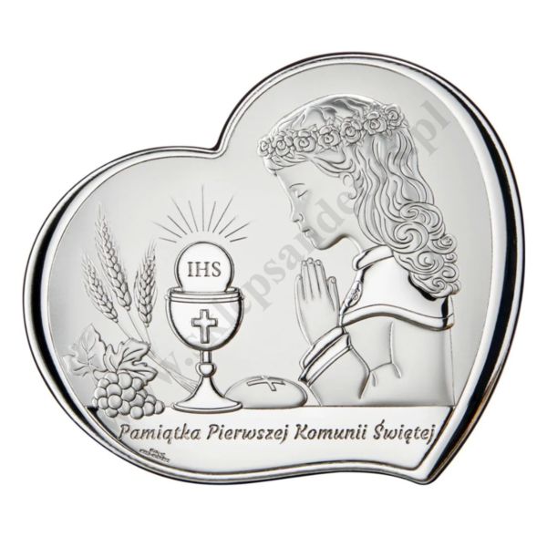 PAMIĄTKA I KOMUNII ŚWIĘTEJ - OBRAZEK SREBRNY format 14,5 x 12,5 cm - VL846/3L