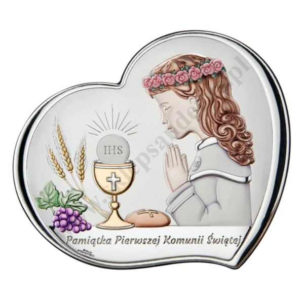 PAMIĄTKA I KOMUNII ŚWIĘTEJ - OBRAZEK SREBRNY format 14,5 x 12,5 cm - VL846/3LCOL