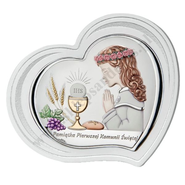 PAMIĄTKA I KOMUNII ŚWIĘTEJ - OBRAZEK SREBRNY format 19 x 16 cm - VL856/4LCOL