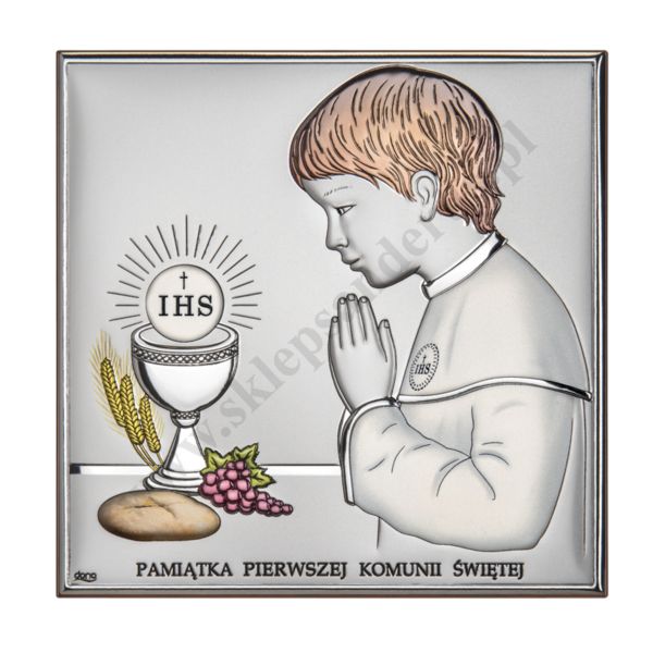 PAMIĄTKA I KOMUNII ŚWIĘTEJ - OBRAZEK SREBRNY format 11 x 11 cm - DS48/2CO