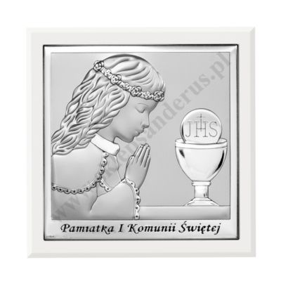 PAMIĄTKA I KOMUNII ŚWIĘTEJ - OBRAZEK SREBRNY format 10 x 10 cm - 6568/2AW