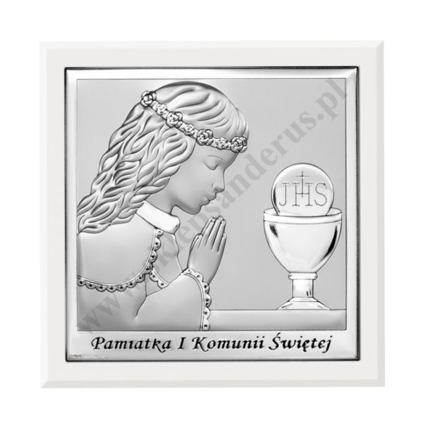 PAMIĄTKA I KOMUNII ŚWIĘTEJ - OBRAZEK SREBRNY format 10 x 10 cm - 6568/2AW