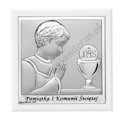 PAMIĄTKA I KOMUNII ŚWIĘTEJ - OBRAZEK SREBRNY format 10 x 10 cm - 6568/2OW