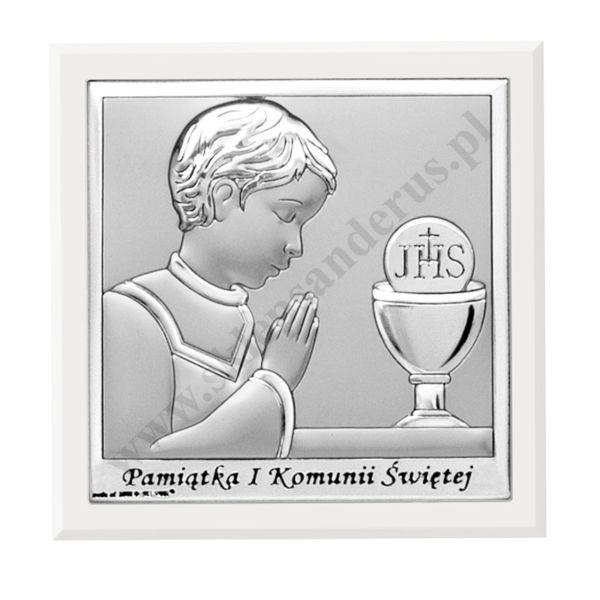 PAMIĄTKA I KOMUNII ŚWIĘTEJ - OBRAZEK SREBRNY format 10 x 10 cm - 6568/2OW