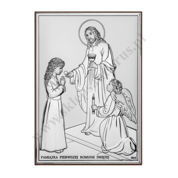 PAMIĄTKA I KOMUNII ŚWIĘTEJ - OBRAZEK SREBRNY format 7 x 10 cm - DS31/1A