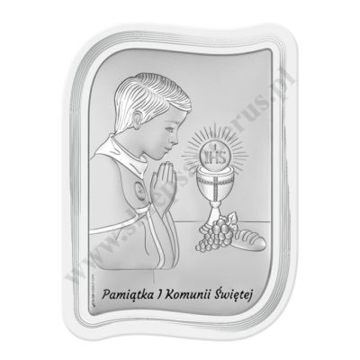 PAMIĄTKA I KOMUNII ŚWIĘTEJ - OBRAZEK SREBRNY format 10.5 x 14 cm - 6793W/2XO