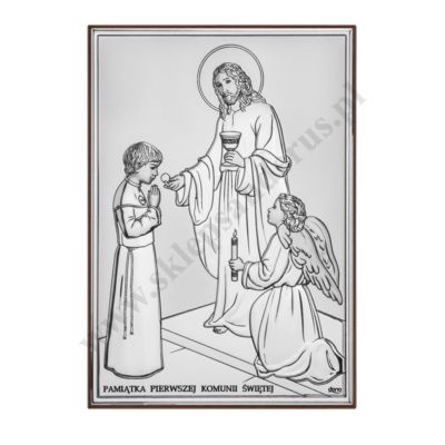 PAMIĄTKA I KOMUNII ŚWIĘTEJ - OBRAZEK SREBRNY format 7 x 10 cm - DS31/1O