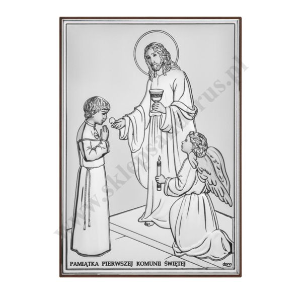 PAMIĄTKA I KOMUNII ŚWIĘTEJ - OBRAZEK SREBRNY format 7 x 10 cm - DS31/1O