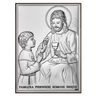 PAMIĄTKA I KOMUNII ŚWIĘTEJ - OBRAZEK SREBRNY format 12 x 16 cm - DS45/2XO