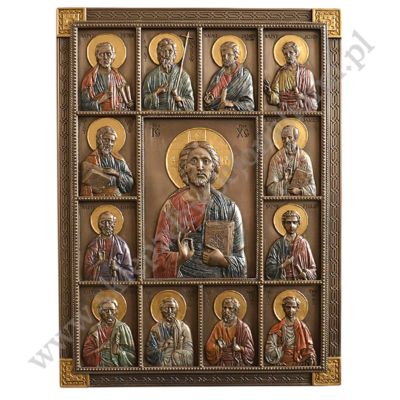 JEZUS I DWUNASTU APOSTOŁÓW - płaskorzeźba 22.7 x 30.3 cm - 45100