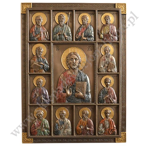 JEZUS I DWUNASTU APOSTOŁÓW - płaskorzeźba 22.7 x 30.3 cm - 45100