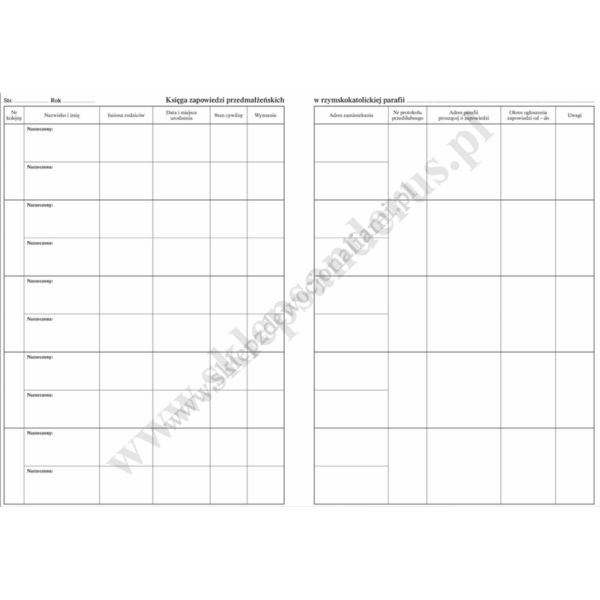 KSIĘGA ZAPOWIEDZI PRZEDMAŁŻEŃSKICH - 64368