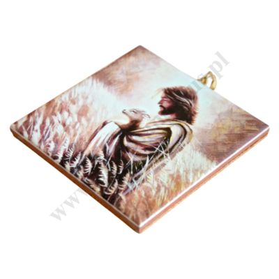 PAN JEZUS Z BARANKIEM - obrazek na ceramice 10 x 10 cm - 45192