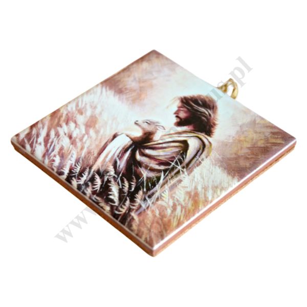 PAN JEZUS Z BARANKIEM - obrazek na ceramice 10 x 10 cm - 45192