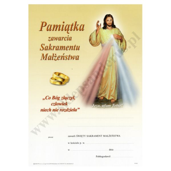 PAMIĄTKA ZAWARCIA SAKRAMENTU MAŁŻEŃSTWA - format A5 - 30478