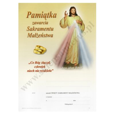 PAMIĄTKA ZAWARCIA SAKRAMENTU MAŁŻEŃSTWA - format A4 - 30479