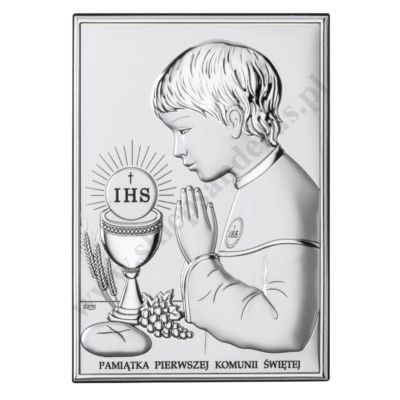 PAMIĄTKA I KOMUNII ŚWIĘTEJ - OBRAZEK SREBRNY 13 x 18 cm - DS04/3O