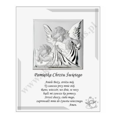 ANIOŁ STRÓŻ - OBRAZEK SREBRNY - 20 x 25 cm - VL880S3BI