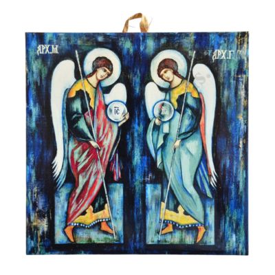 ARCHANIOŁ MICHAŁ I GABRIEL - obrazek na ceramice 10 x 10 cm - 30836