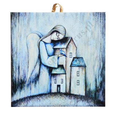 POD SKRZYDŁAMI ANIOŁA - obrazek na ceramice 15 x 15 cm - 30844