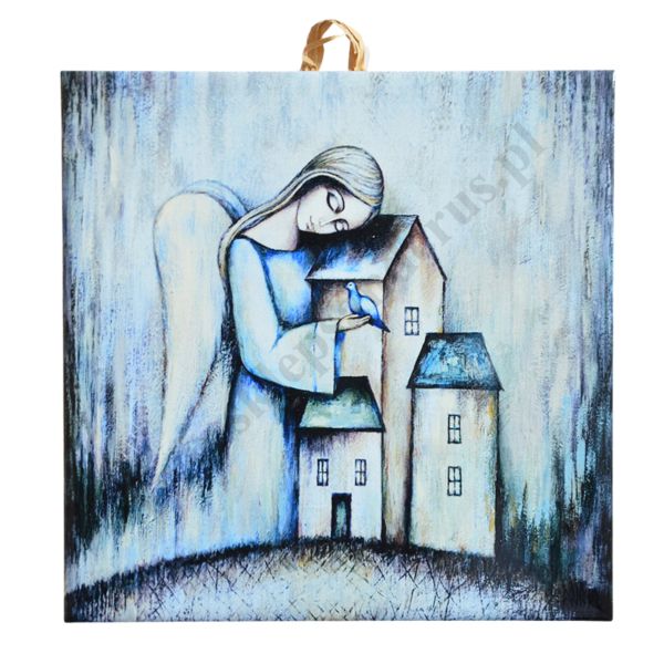 POD SKRZYDŁAMI ANIOŁA - obrazek na ceramice 15 x 15 cm - 30844