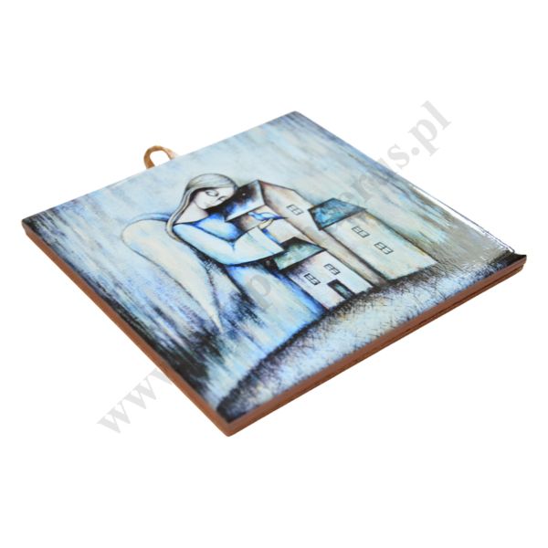 POD SKRZYDŁAMI ANIOŁA - obrazek na ceramice 15 x 15 cm - 30844