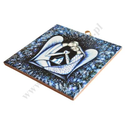 ANIOŁY Z SERCEM - obrazek na ceramice 15 x 15 cm - 30852