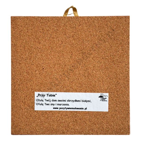 ANIOŁ I DOM - obrazek na ceramice 15 x 15 cm - 58006