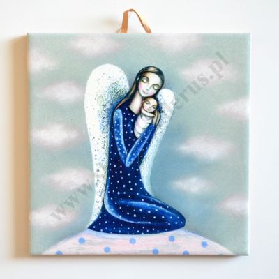 ANIOŁ Z DZIECIĄTKIEM - obrazek na ceramice 15 x 15 cm - 58966