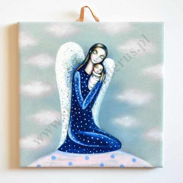 ANIOŁ Z DZIECIĄTKIEM - obrazek na ceramice 15 x 15 cm - 58966