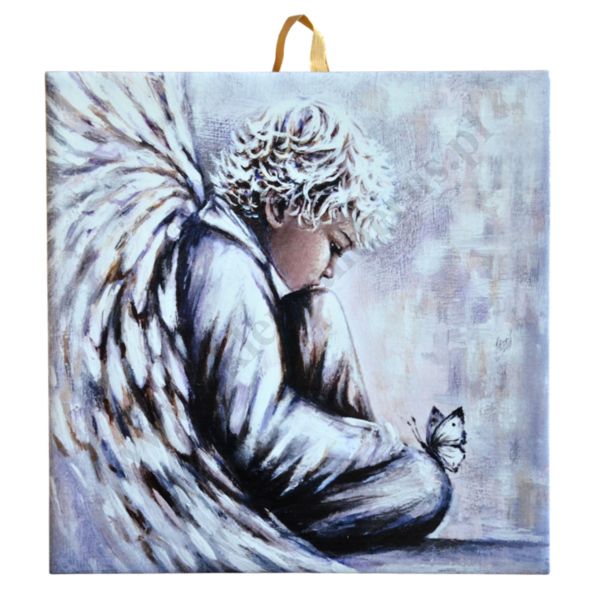 SZCZĘŚCIE JEST JAK MOTYL - obrazek na ceramice 15 x 15 cm - 45733