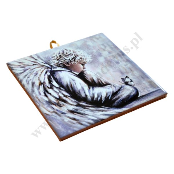 SZCZĘŚCIE JEST JAK MOTYL - obrazek na ceramice 15 x 15 cm - 45733