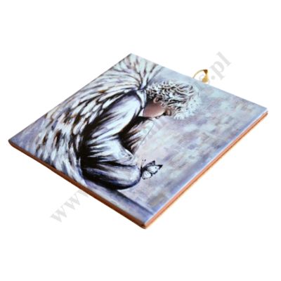 SZCZĘŚCIE JEST JAK MOTYL - obrazek na ceramice 15 x 15 cm - 45733