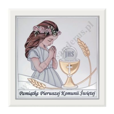PAMIĄTKA I KOMUNII ŚWIĘTEJ - OBRAZEK SREBRNY format 10 x 10 cm - FU810510CERWB