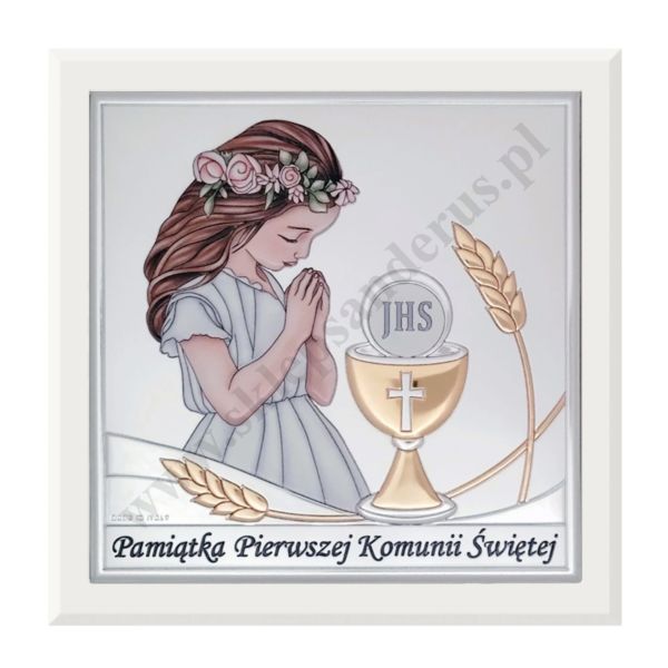 PAMIĄTKA I KOMUNII ŚWIĘTEJ - OBRAZEK SREBRNY format 10 x 10 cm - FU810510CERWB