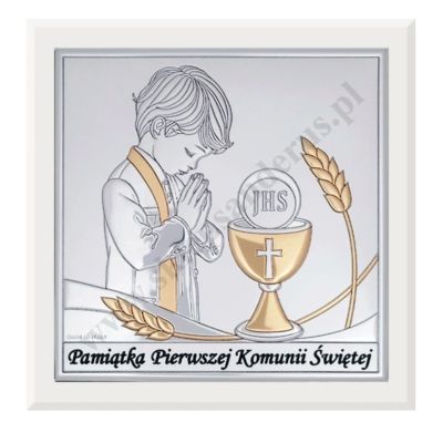 PAMIĄTKA I KOMUNII ŚWIĘTEJ - OBRAZEK SREBRNY format 15 x 15 cm - FU810615OWB