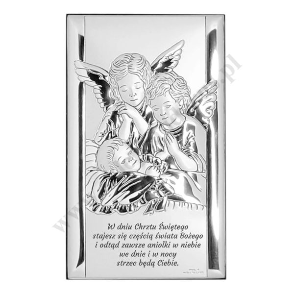 ANIOŁ STRÓŻ - OBRAZEK SREBRNY 9 x 15 cm - VL81501S3/3XL