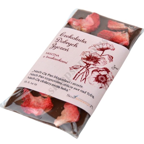 CZEKOLADA DOBRYCH ŻYCZEŃ - mleczna z truskawkami - 56194