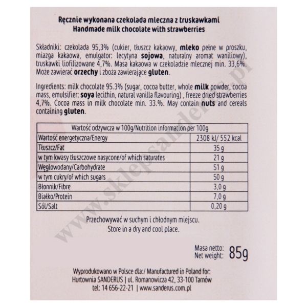 CZEKOLADA DOBRYCH ŻYCZEŃ - mleczna z truskawkami - 56194