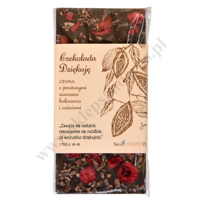 CZEKOLADA DZIĘKUJĘ - ciemna z prażonymi ziarnami kakaowca i wiśniami - 56196