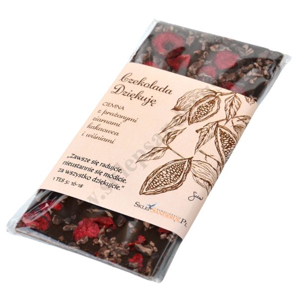CZEKOLADA DZIĘKUJĘ - ciemna z prażonymi ziarnami kakaowca i wiśniami - 56196