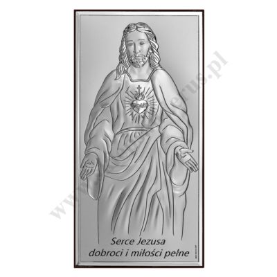 SERCE PANA JEZUSA - OBRAZEK SREBRNY 12 x 24 cm - 6672S/3